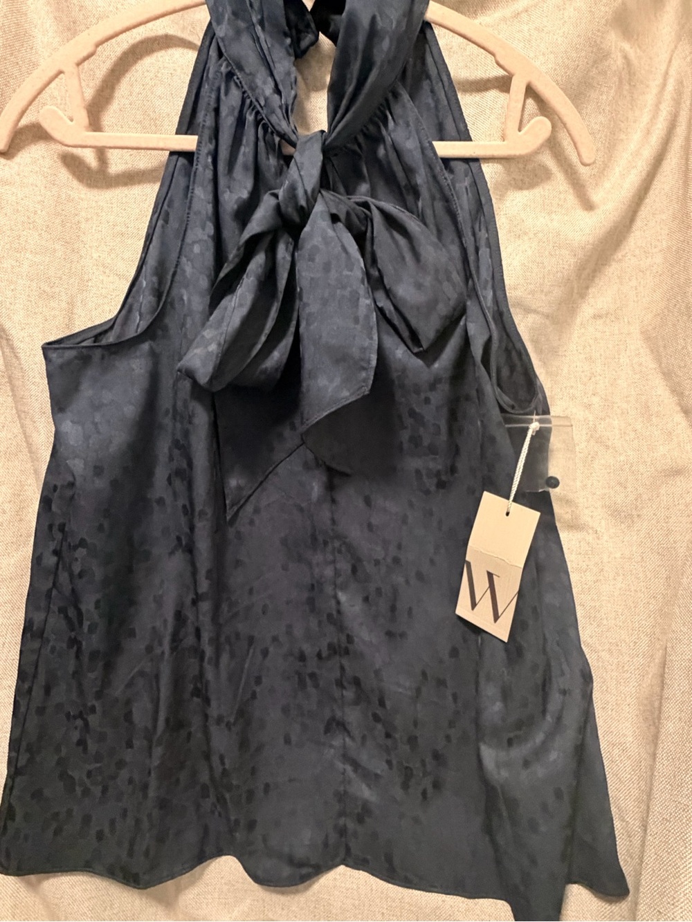 Worthington Navy Tie-Neck Halter top